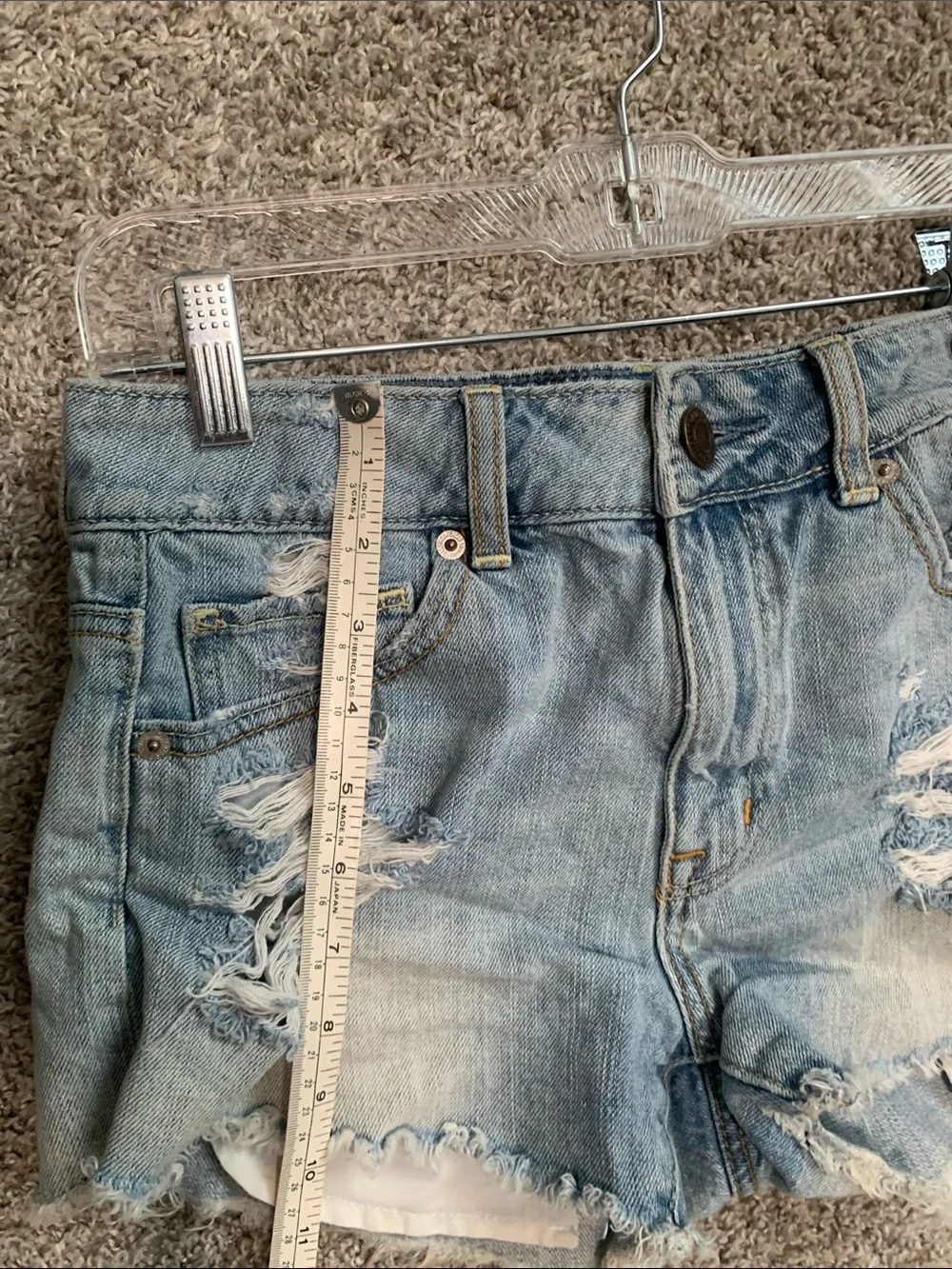Y2K American Eagle Outfitters Light Blue Distressed Denim Shorts